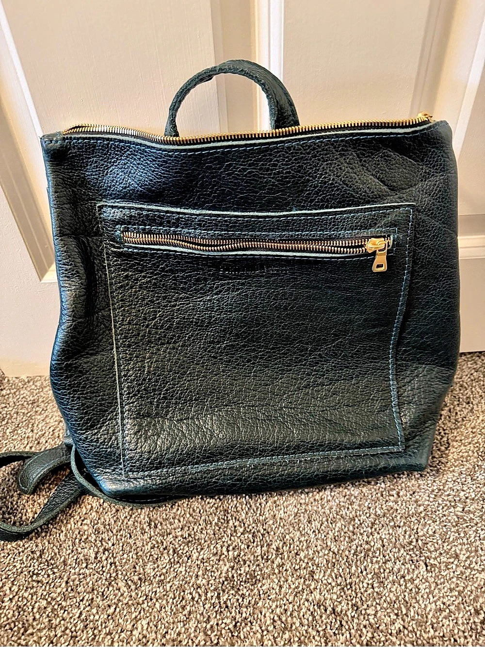 Portland leather- Leather tote Backpack in Lagoon